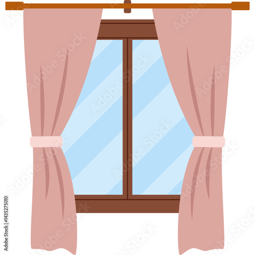 Set of Window and Curtains Illustration