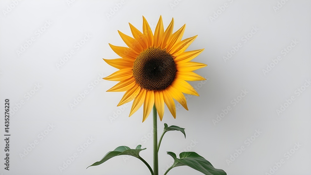 Obraz premium Sunflower Blossom on White Backdrop Elegant Floral Composition