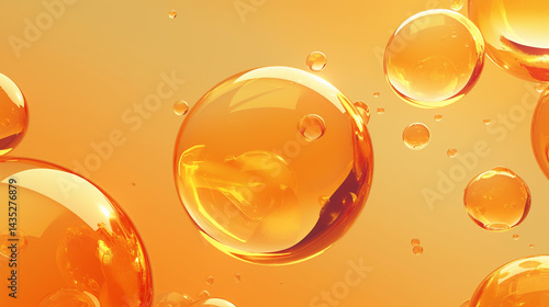 Cosmetic oil or Cosmetic Essence, Liquid Oil bubble background, 3d rendering.