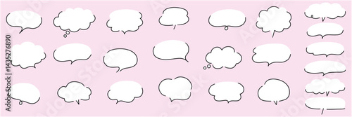 手描きの吹き出しのベクターイラストセット。ふきだし、フレーム、おしゃれ、手書き、シンプル