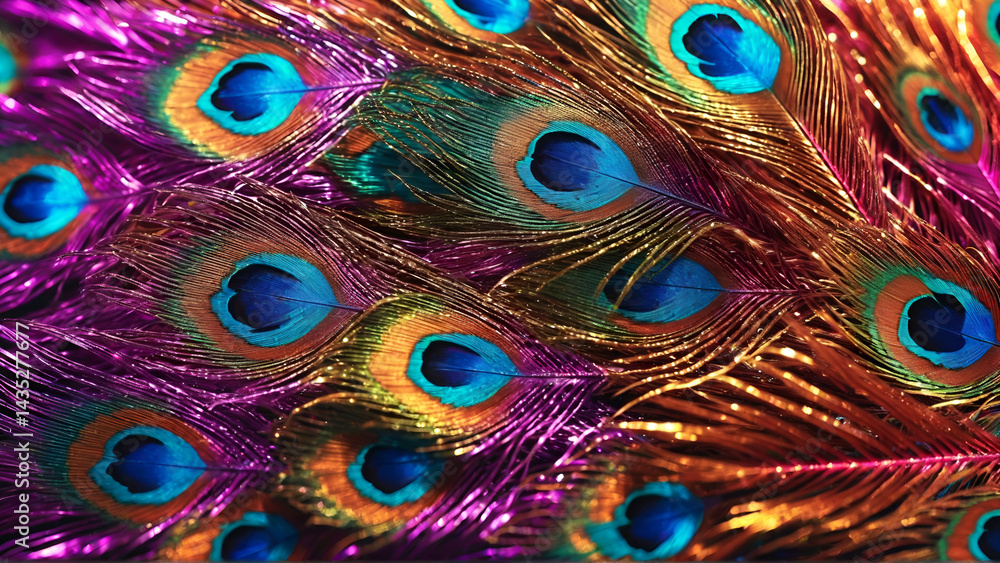 Obraz premium colorful peacock feathers, Generative AI