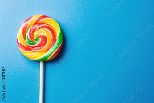 Wallpaper Mural Colorful swirled lollipop against bright blue background Torontodigital.ca