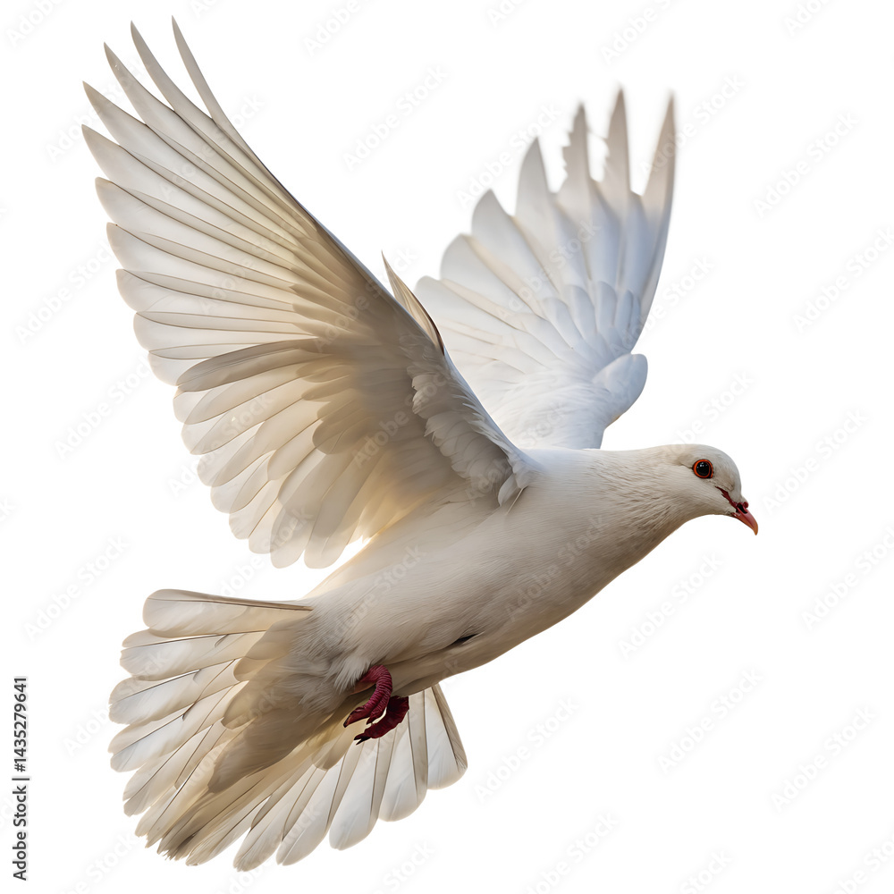 Fototapeta premium Dove Flying On White Background