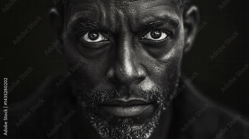 A black and white portrait of a man looking directly at the camera A black and white portrait of a man looking directly at the camera