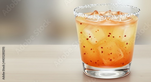 Wallpaper Mural Spicy Margarita with Chili Flakes on Wooden Table Product Display With Salted Rim and Ice Cubes Perfect for Cocktail Ads Promotion and Neutral Background Torontodigital.ca
