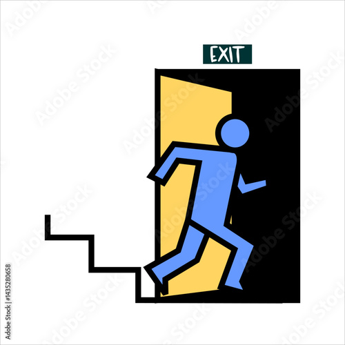 vector illustration of a man running. disaster evacuation routes