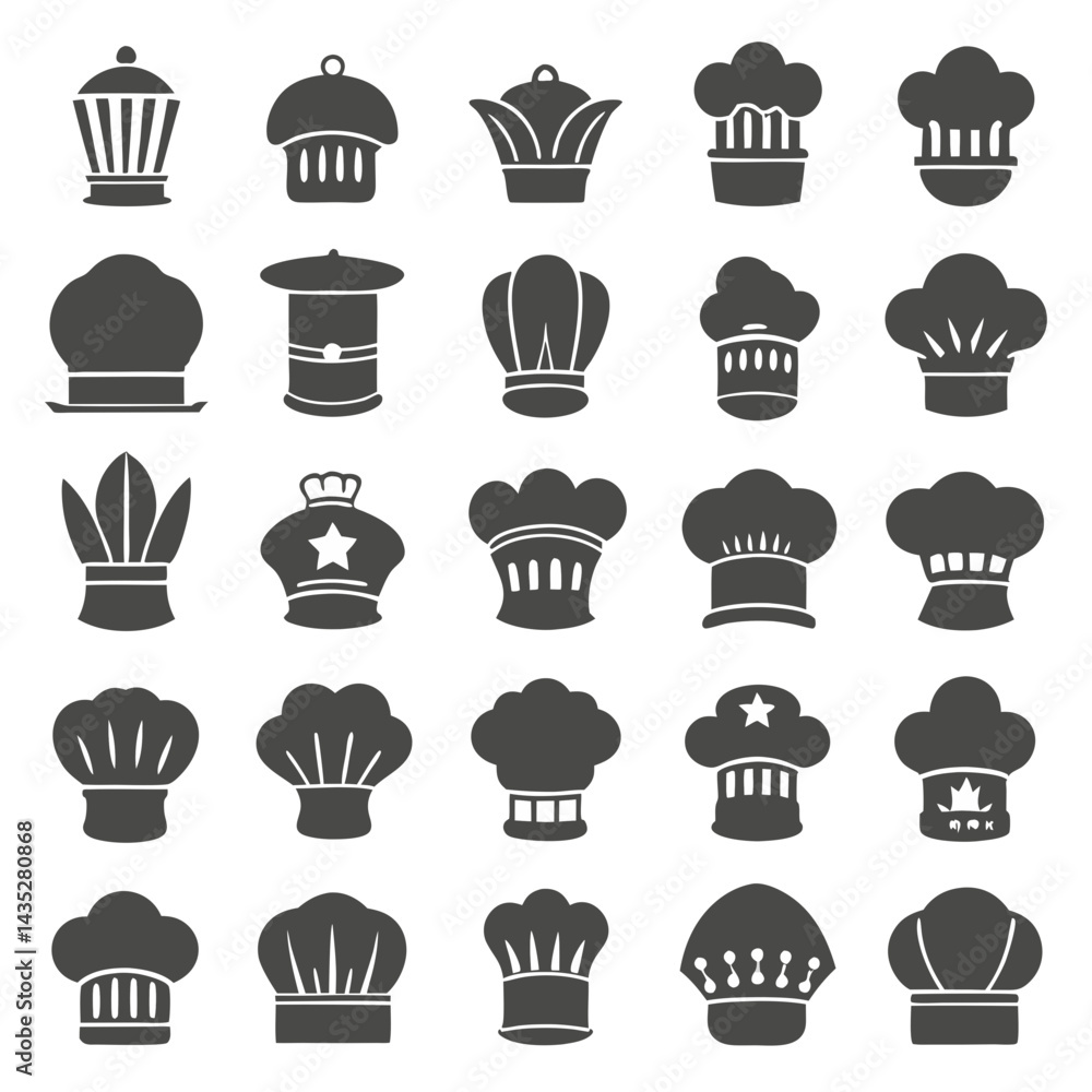 Various Silhouette Chef Hat Designs Various Silhouette Chef Hat Designs