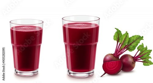Wallpaper Mural Two Glasses of Vibrant Red Beetroot Juice with Fresh Beetroots Isolated on White Background Perfect for Decoration and Advertising Torontodigital.ca