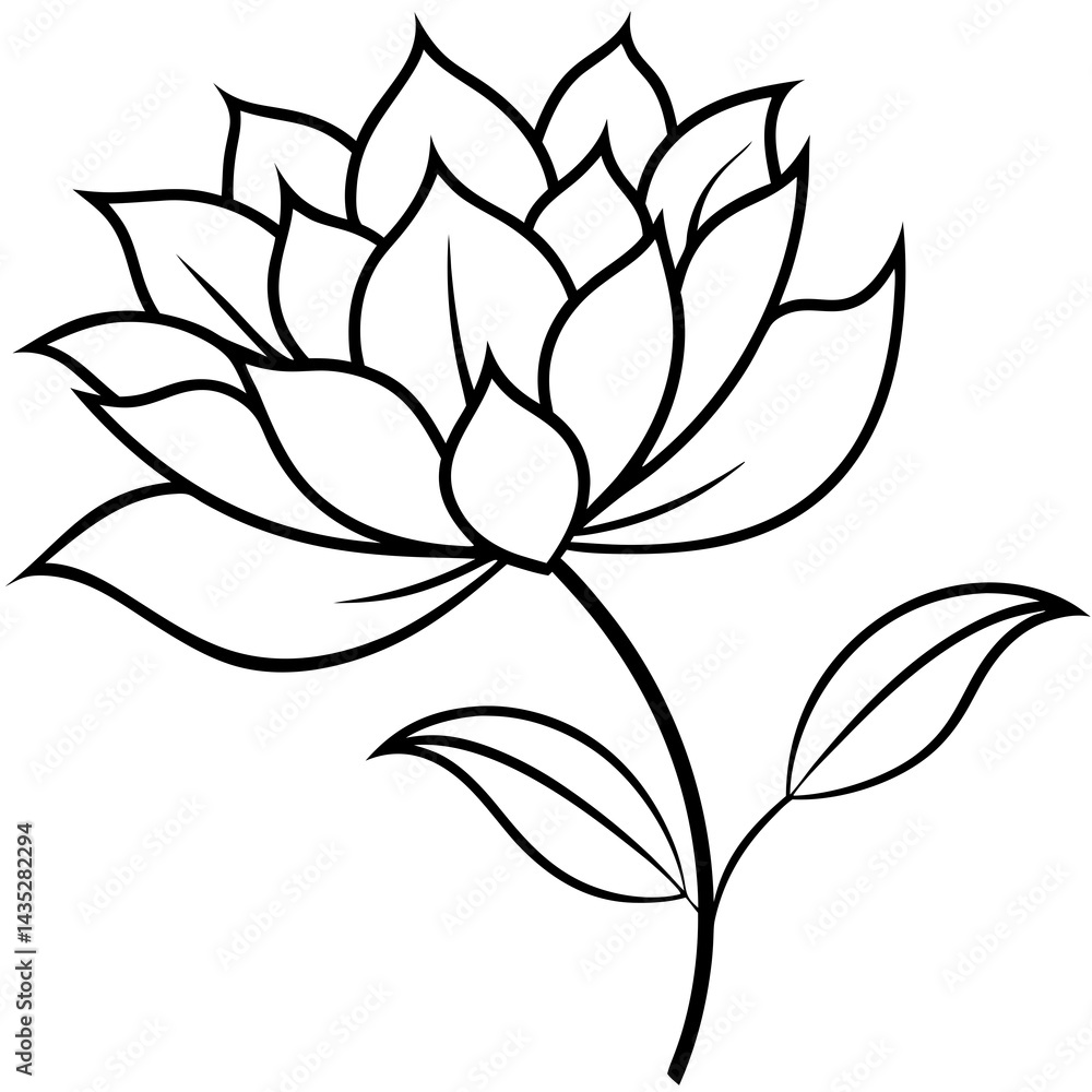 Fototapeta premium Minimal Free-Flowing Florals Vector on White