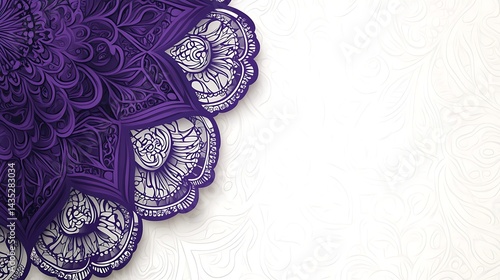 Purple Mandala Floral Design Border.