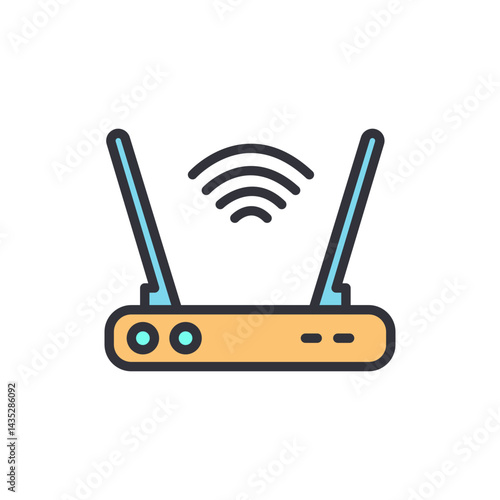 Wireless router colored icons, minimalist vector illustration ,simple transparent graphic element .Isolated on white background