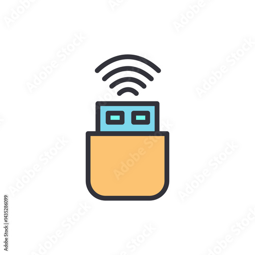 Wireless dongle colored icons, minimalist vector illustration ,simple transparent graphic element .Isolated on white background