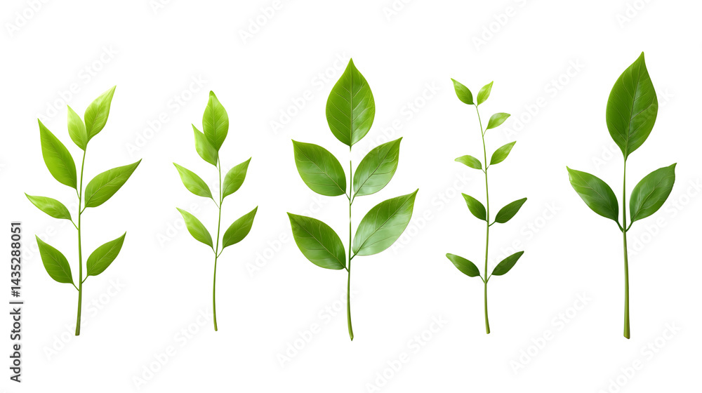 Fototapeta premium Green Leaf Collection of Various Shapes and Sizes for Nature Theme