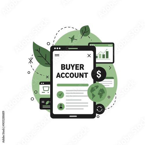 Buyer account icon for eco-friendly ecommerce platforms and sustainable shopping apps