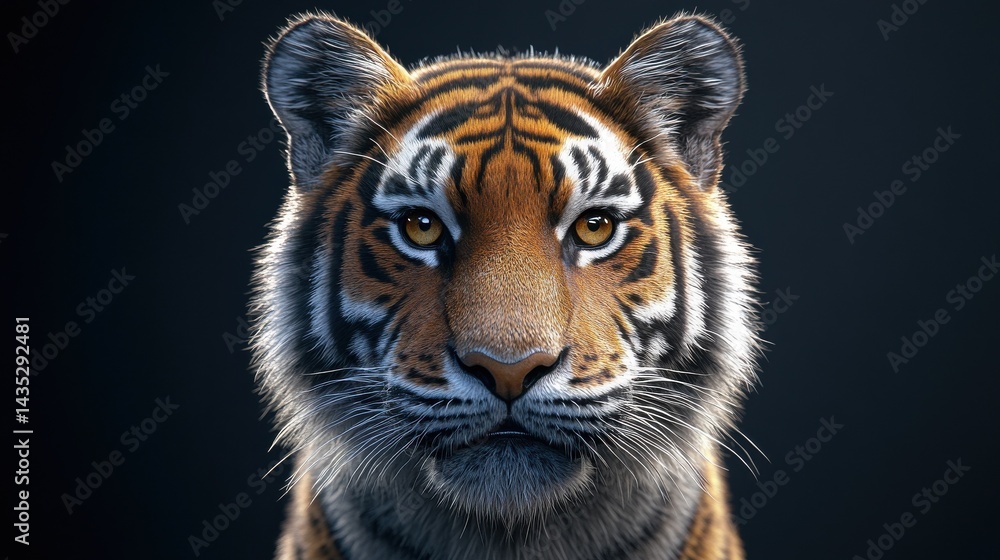 Fototapeta premium Frontal close up view of a Siberian tiger (Panthera tigris altaica)