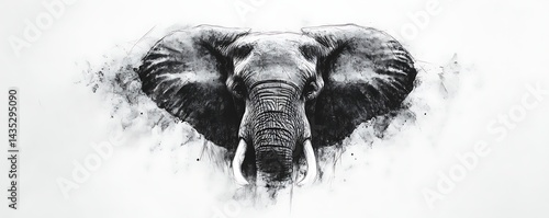 Wallpaper Mural Majestic monochrome elephant portrait with a grunge, artistic, background Torontodigital.ca