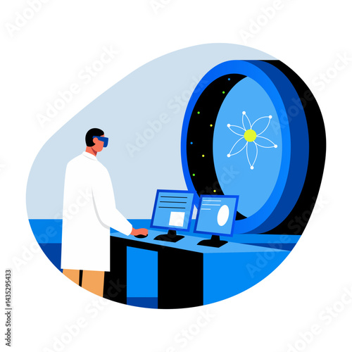 A flat style illustration of a nuclear engineer