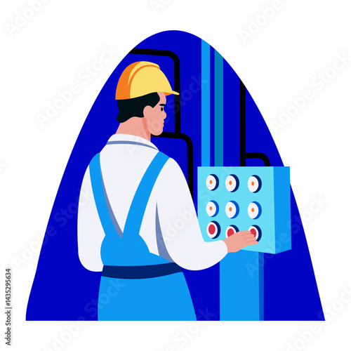 A flat style illustration of a pipeline engineer