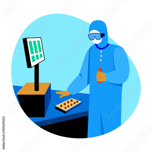 A flat style illustration showing microchip development