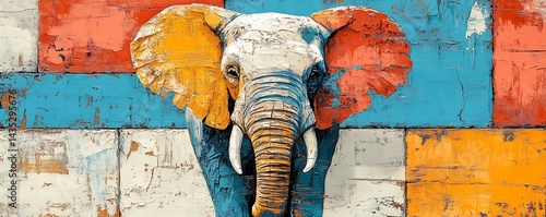 Wallpaper Mural Creative painting of elephant over colorful background, used in wall art projects Torontodigital.ca