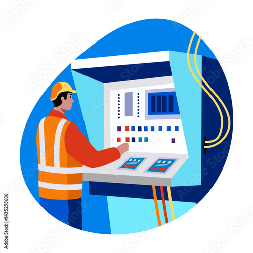 A flat style illustration of a professional technician