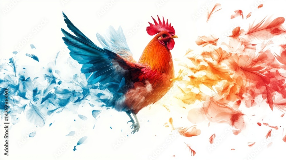 Obraz premium A colorful bird with red