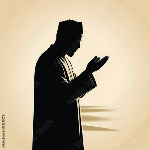 prayer a Muslim man by hands up illustration design