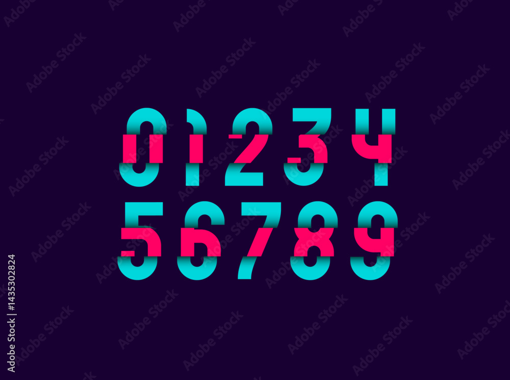 Damaged number, broken numerals set made cut effect, vector illustration 10EPS Damaged number, broken numerals set made cut effect, vector illustration 10EPS