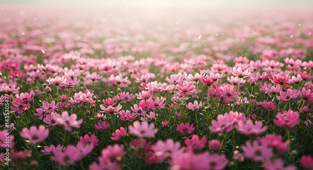 Obraz premium Pink Dawn: A Field of Dreams AI Generated