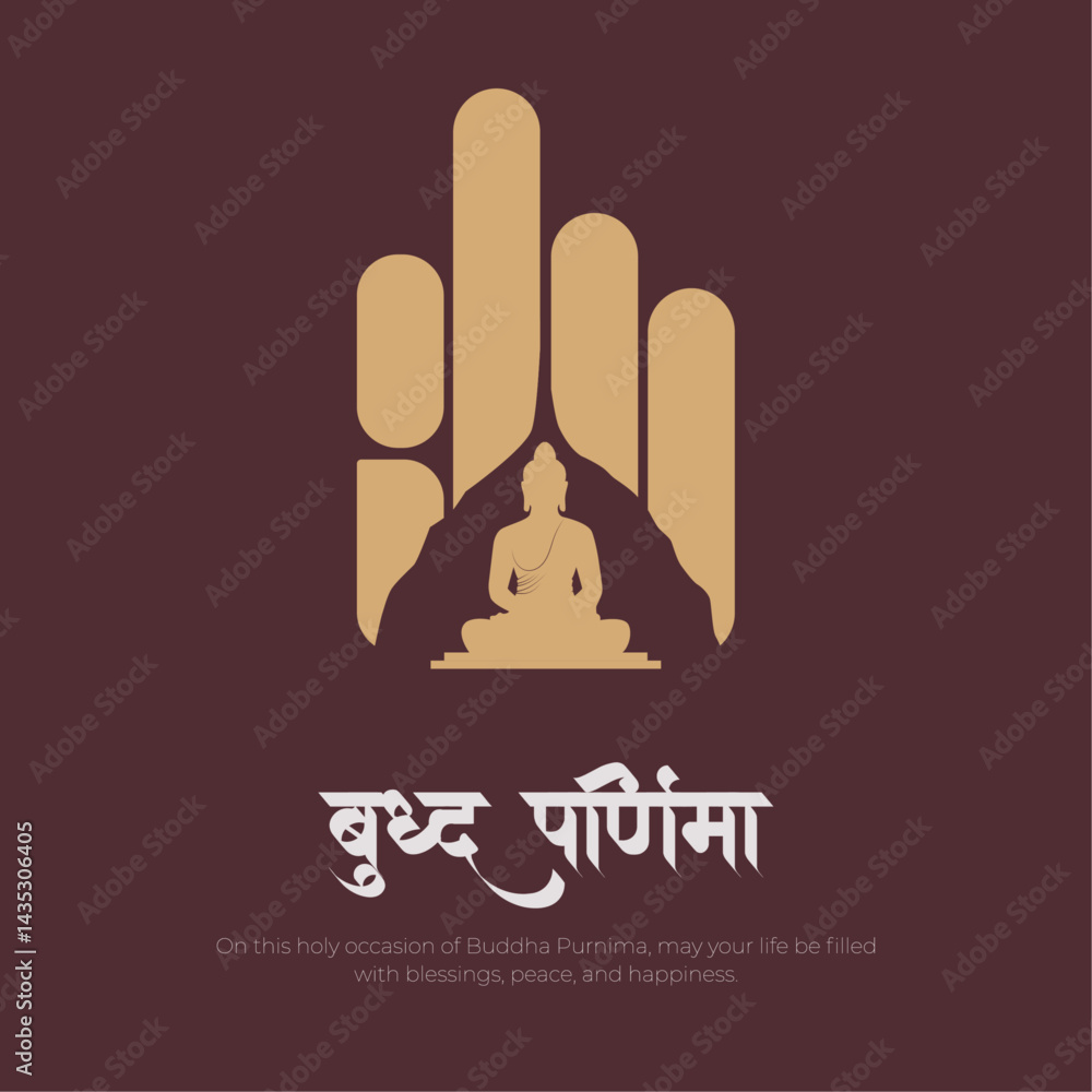 Obraz premium Happy Buddha purnima Post and Greeting Card. Vesak and buddha purnima Celebration Banner Vector Illustration