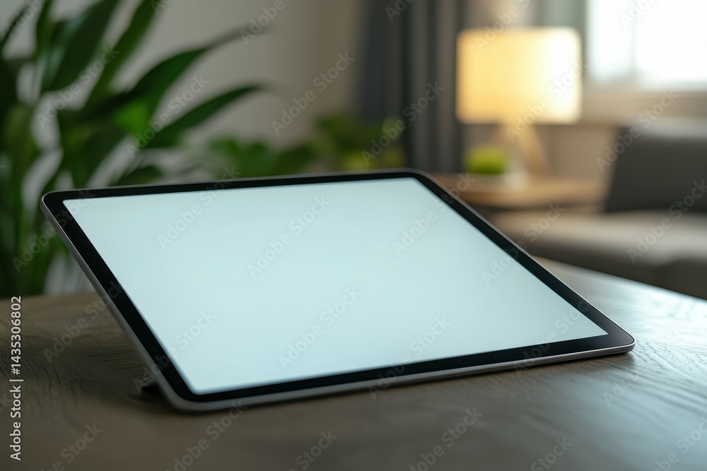 high quality visual of blank digital tablet screen on a table high quality visual of blank digital tablet screen on a table