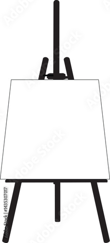 Premium vector illustration. Wooden easel with blank canvas isolated on white. 