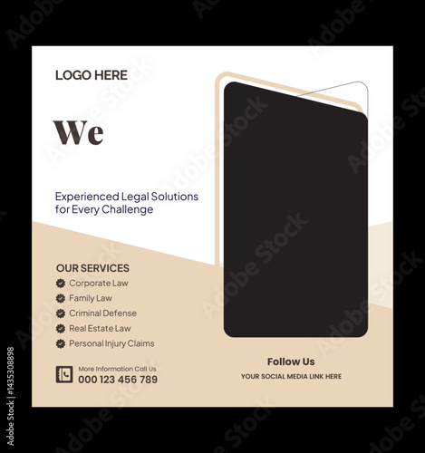 Legal Services Advertisement. Law Firm Social Media Post. Lawyer Social Media Post