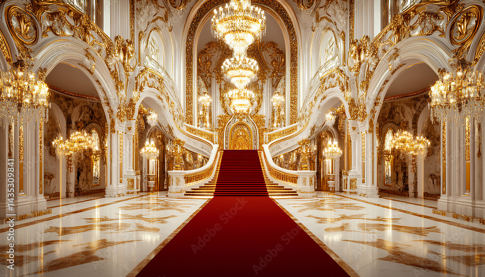 Fototapeta premium hallway of a royal palace at night