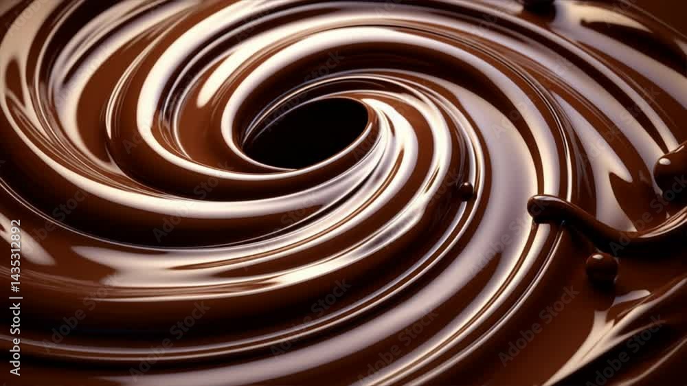 Rich, glossy chocolate swirl creates a mouth-watering dessert background perfect for culinary delights. Rich, glossy chocolate swirl creates a mouth-watering dessert background perfect for culinary delights.