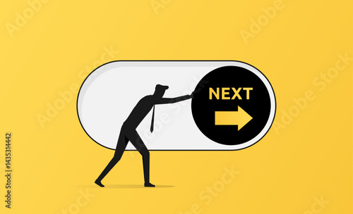 Next level or step in business or education concept. On and off toggle switch button pushed by a businessman.
