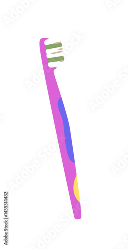 Plastic toothbrush isolated vector flat cartoon illustration. 