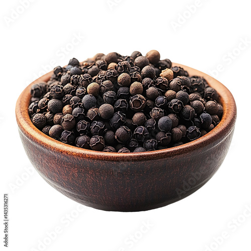 A Bowl Of Black pepper isolated on transparent background