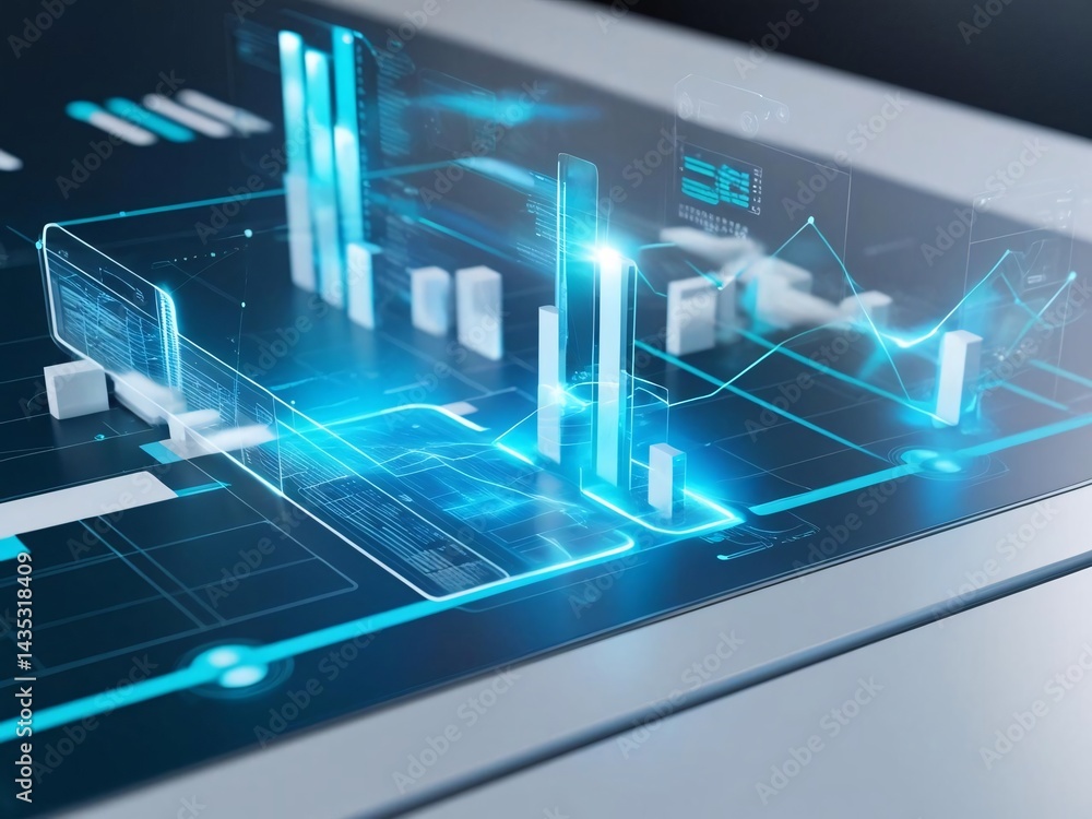Abstract Data Visualization with Glowing Graph and Charts Abstract Data Visualization with Glowing Graph and Charts