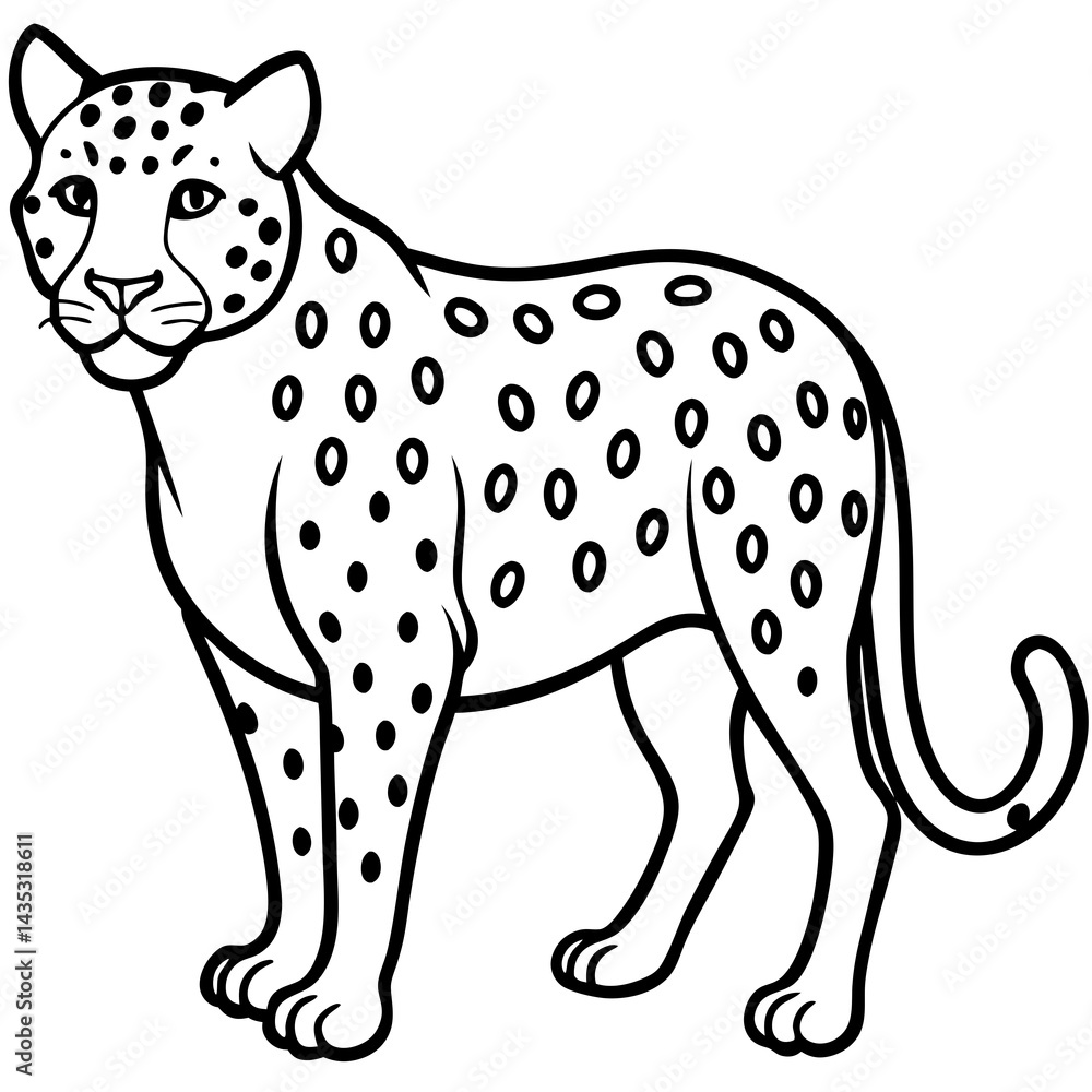 Fototapeta premium Graceful Jaguar Outline in Vector