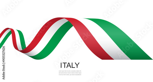 Italy flag on a waving ribbon, Italian Independence Day concept design.