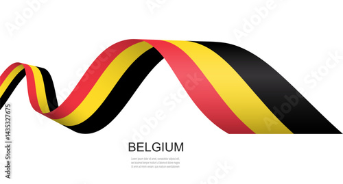 Belgium flag on a waving ribbon, Belgian Independence Day concept design.