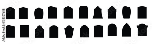 Set of cemetery grave headstone shapes for artwork compositions