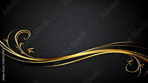 Golden swirls with black background.