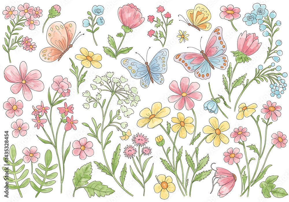 Pastel Meadow: Flutter & Bloom AI Generated Pastel Meadow: Flutter & Bloom AI Generated