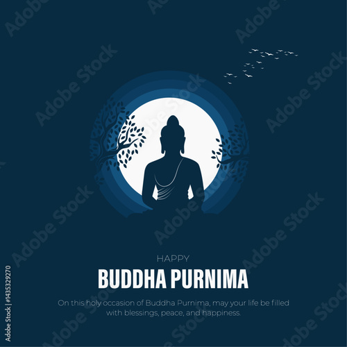 Happy Buddha purnima Post and Greeting Card. Vesak and buddha purnima Celebration Banner Vector Illustration