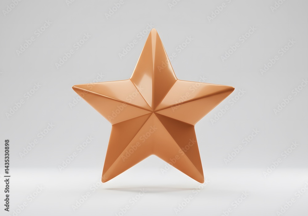 Isolated Shiny Copper Star on a Plain Background Isolated Shiny Copper Star on a Plain Background