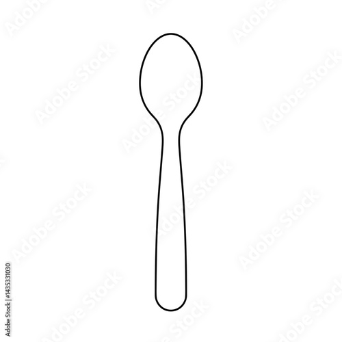 Outline of a single plastic spoon for food serving and dining convenience
