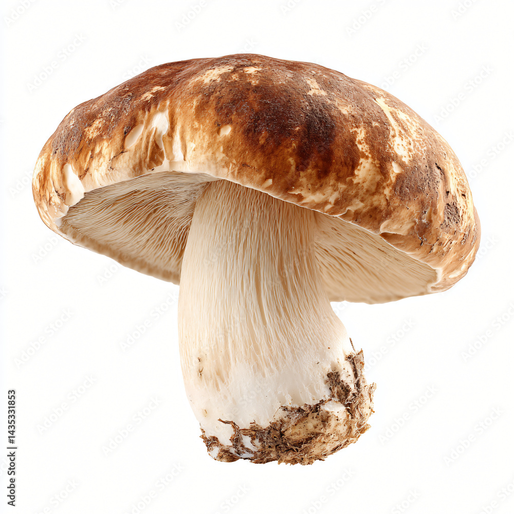 Earthy Elegance: A macro view of a stunning, edible mushroom, showcasing its unique form and intricate details. Its rich, earthy hues and perfect form, highlighting the natural beauty of the wild