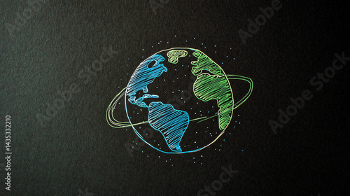 Obraz na płótnie Globally Connected: An artistic illustration of planet Earth, rendered with vibrant colors and a dynamic circular orbit, symbolizing global connectivity. w salonie